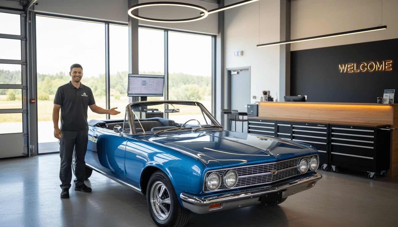 Restored vehicle with flawless paint finish